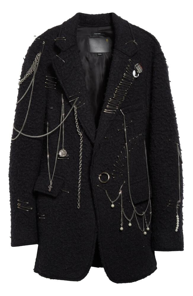 R13 Pincushion Virgin Wool Bouclé Blazer in Black Cover