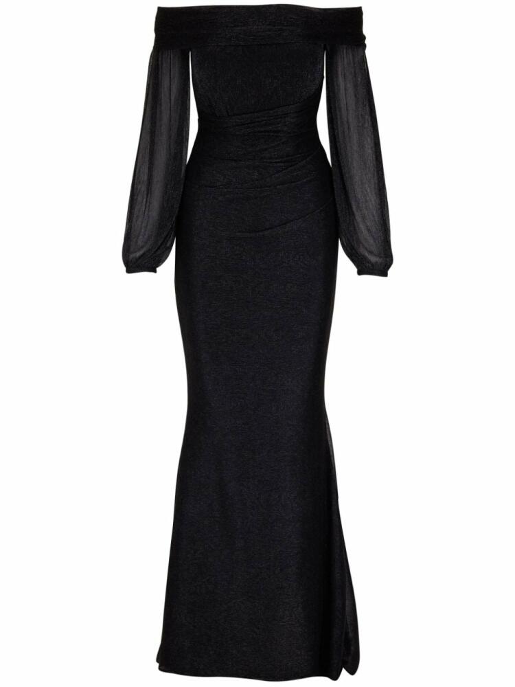 Talbot Runhof off-shoulder crepe gown - Black Cover