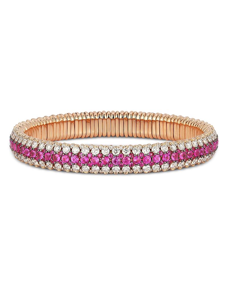 Roberto Demeglio 18K Rose Gold Ruby & Diamond Three Row Stretch Bracelet Cover