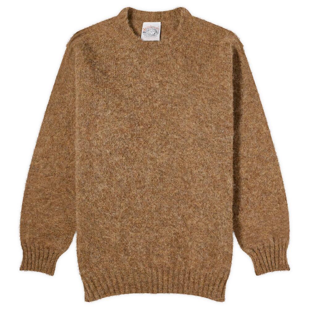 Jamieson's of Shetland Men's Brushed Crew Knit in Wren Cover