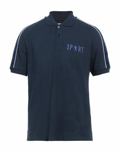 Bikkembergs Man Polo shirt Navy blue Cotton, Polyester Cover