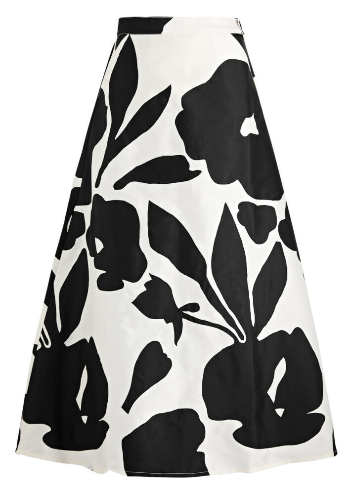 Lovebirds Forest Appliquéd Silk-taffeta Maxi Skirt - Black And White Cover