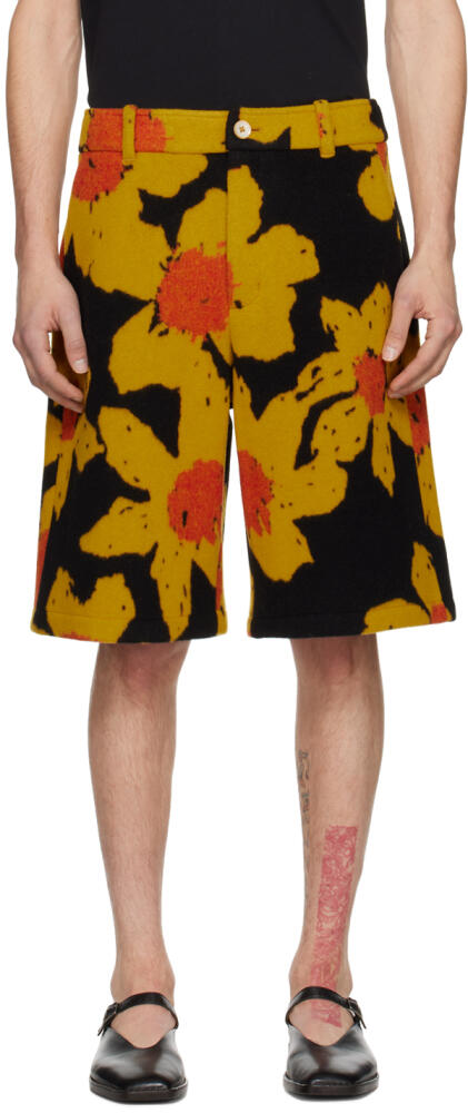 The Elder Statesman Black & Yellow Senna Shorts Cover