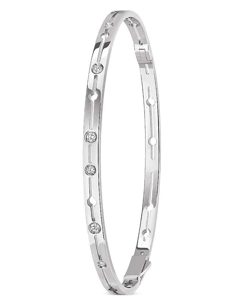 Dinh Van 18K White Gold Pulse Diamond Bangle Bracelet Cover