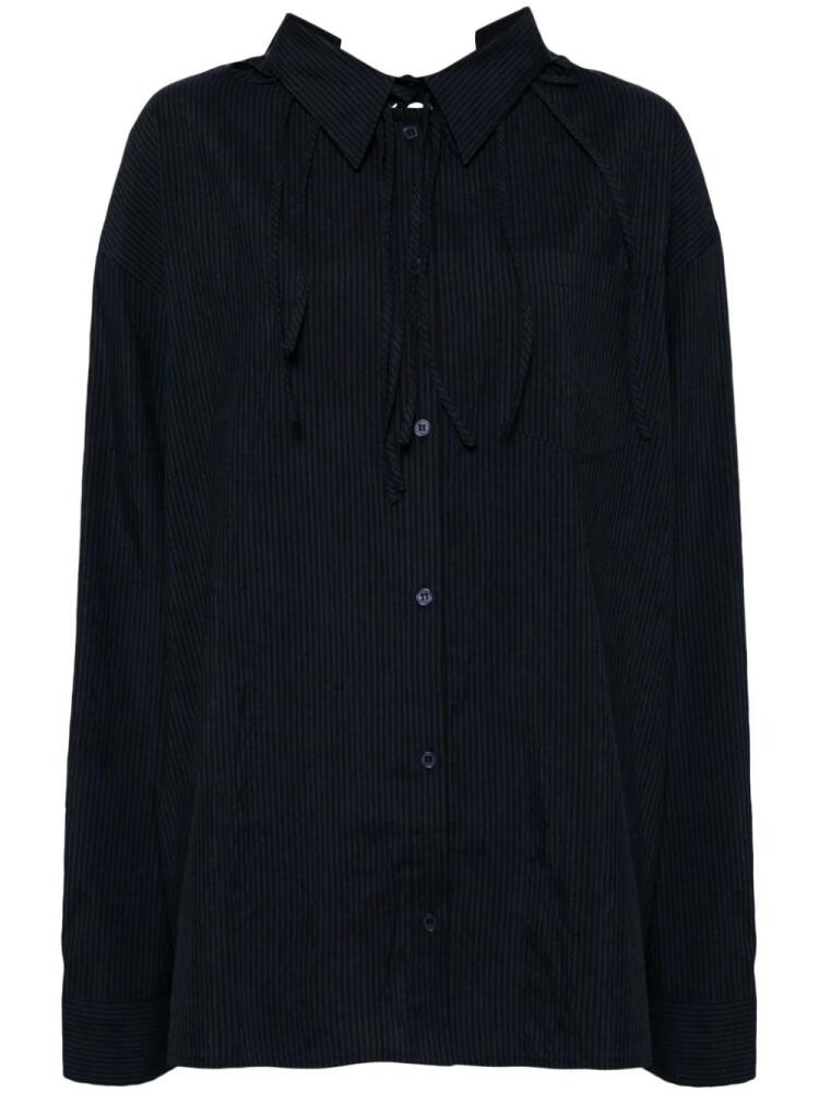 pushBUTTON back tie oversized shirt - Blue Cover