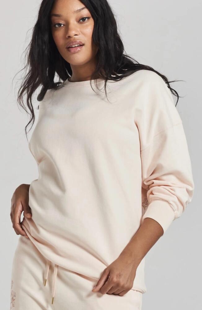 PEACHAUS Salix Blossom-Embroidered Ethical-Cotton Sweatshirt in Shoreline Peach Cover