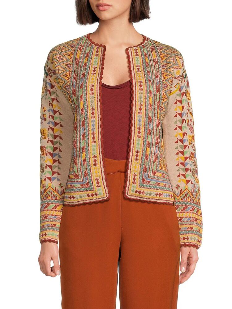 Etro Women's Camelia Pattern Wool Blend Cardigan - Beige Cover