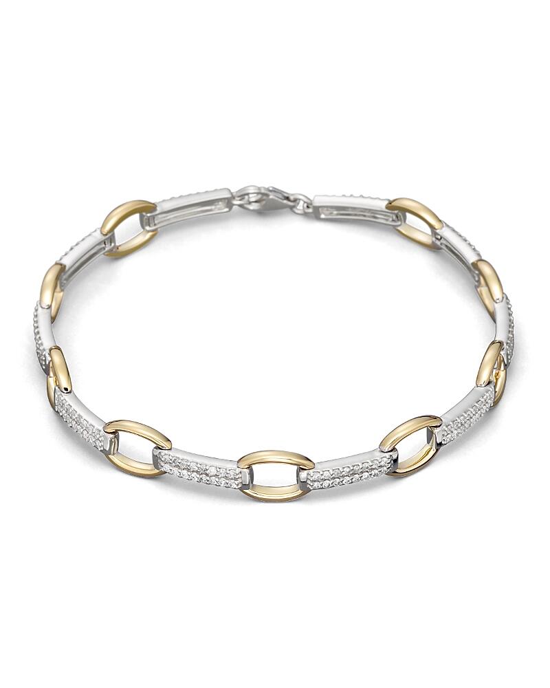 Pave Diamond Link Bracelet in 14K White and Yellow Gold, 0.75 ct. t. w. Cover