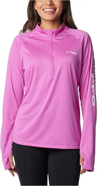 Columbia Tidal Tee 1/4 Zip (Bright Lavender/White Logo) Women's Clothing Cover