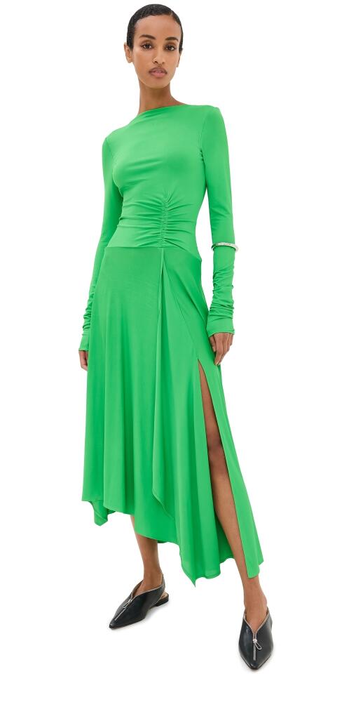 Acne Studios Fitted Fluid Long Sleeve Dress Bright Green Cover