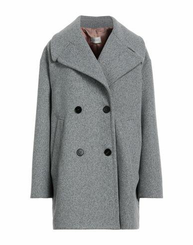 Vicolo Woman Coat Grey Polyester Cover