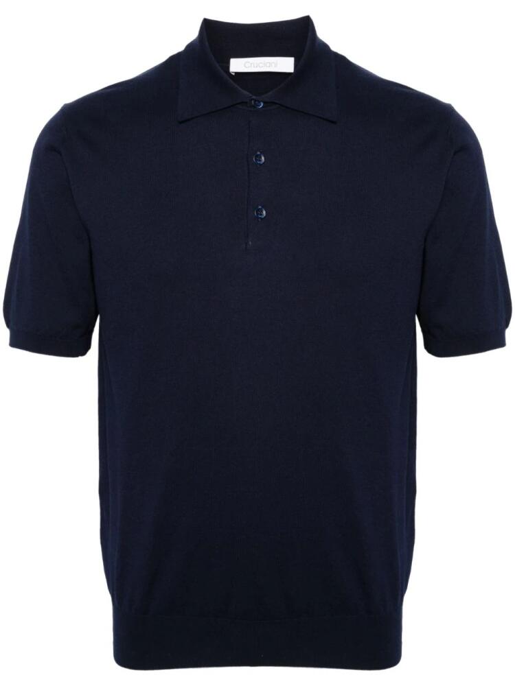 Cruciani short-sleeve fine-knit polo shirt - Blue Cover