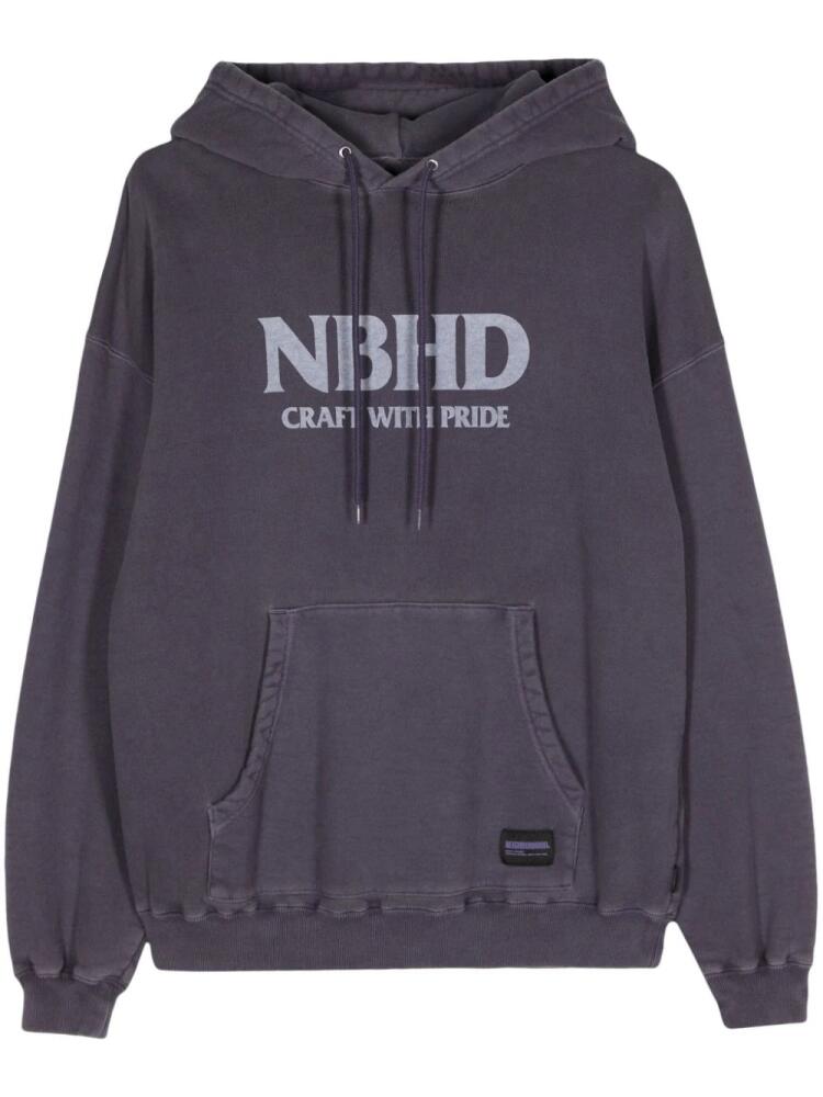 Neighborhood logo-print cotton hoodie - Purple Cover