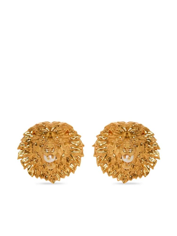 Balmain lion pearl earrings - Gold Cover