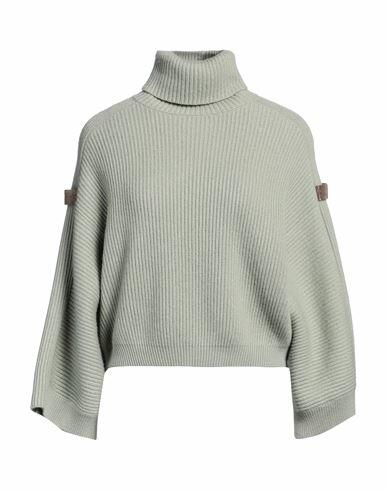 Brunello Cucinelli Woman Turtleneck Sage green Cashmere, Brass Cover