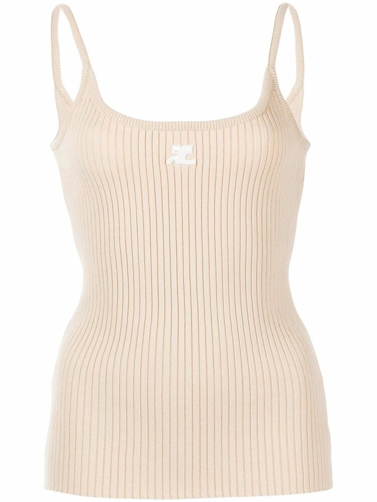 Courrèges ribbed knit cotton tank top - Neutrals Cover