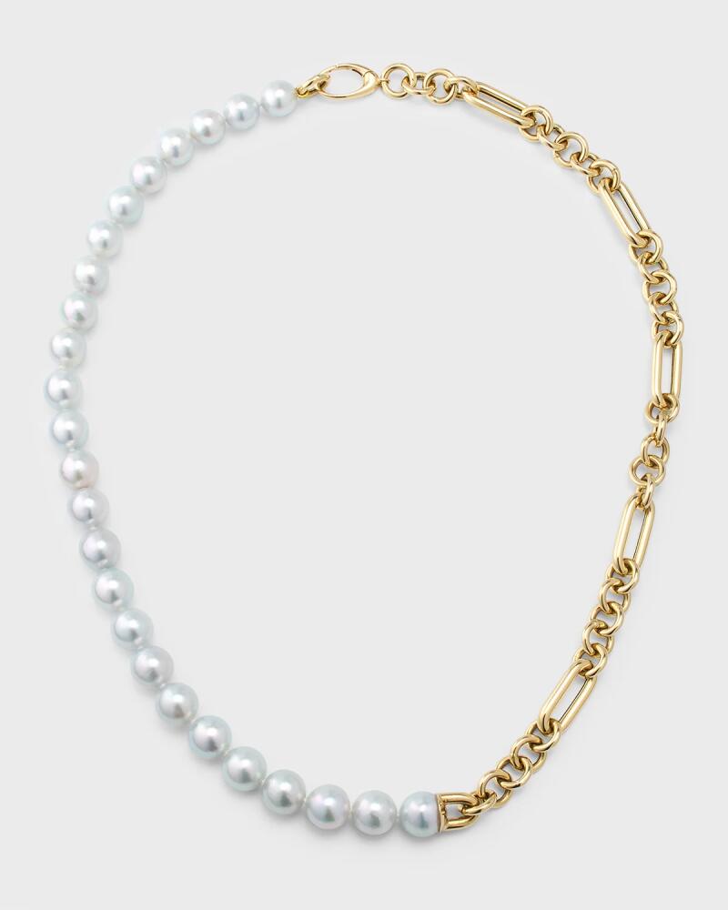 Pearls By Shari 18K Yellow Gold Pearl and Chain Link Necklace Cover