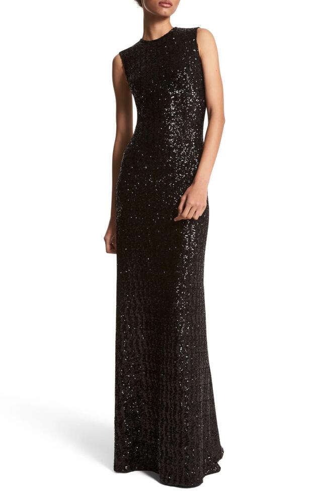 Michael Kors Collection Sleeveless Sequin A-Line Gown in Black Cover