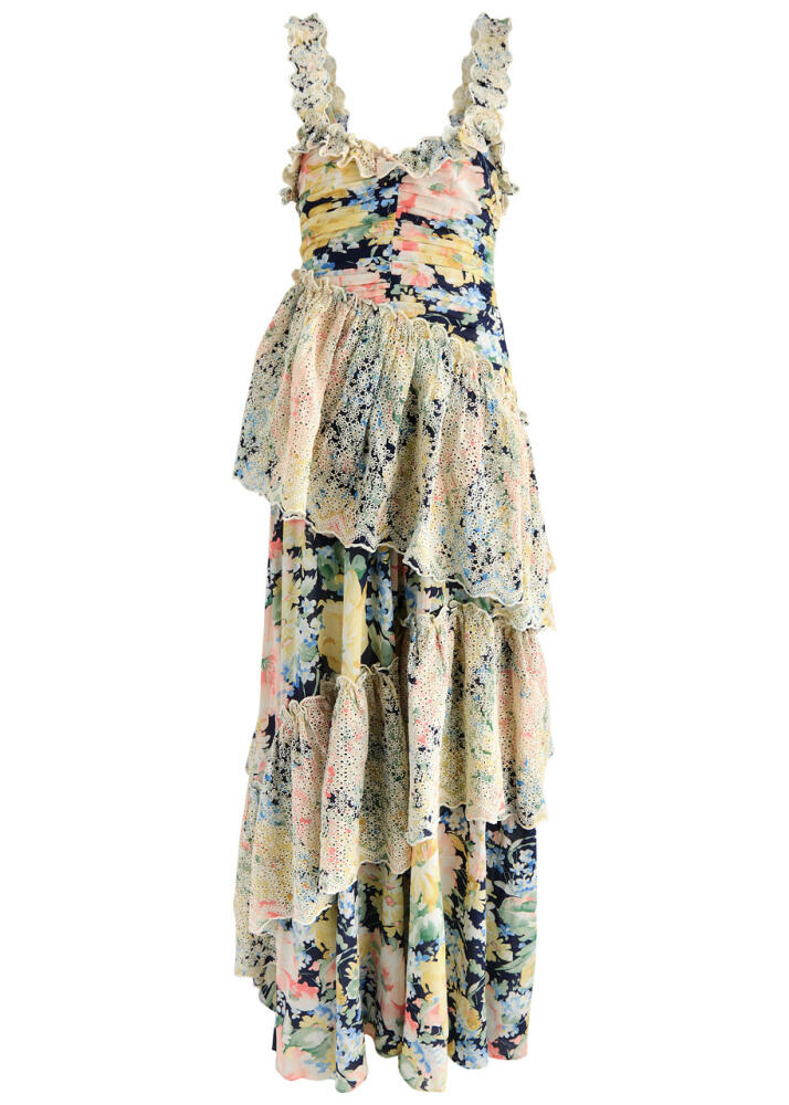 Bytimo Floral-print Tiered Cotton-blend Maxi Dress - Multicoloured Cover