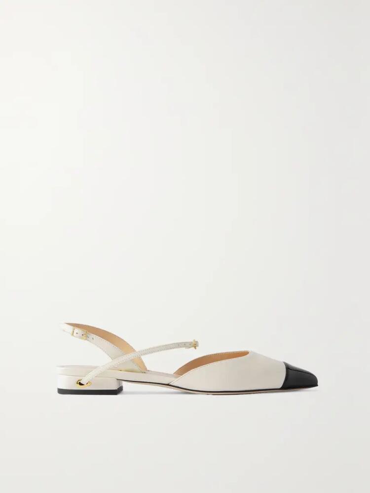 Jennifer Chamandi - Vittorio 20 Leather Pointed-toe Slingback Flats - Ivory Cover