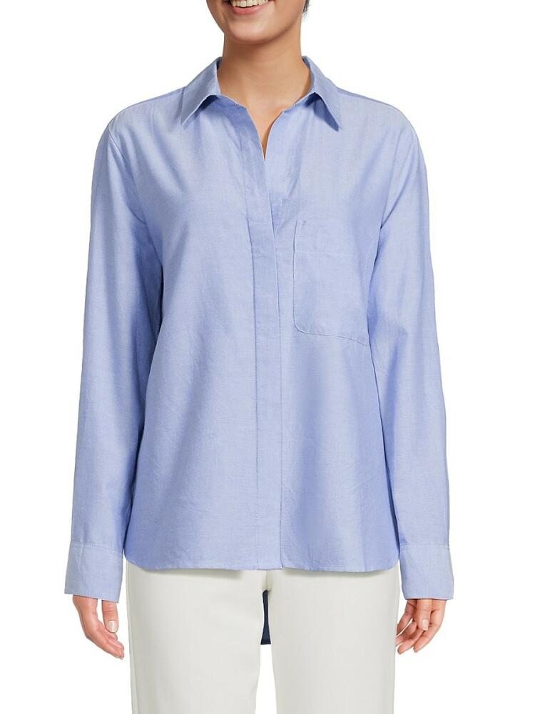 French Connection Women's Chambray Button Down Shirt - Blue Cover