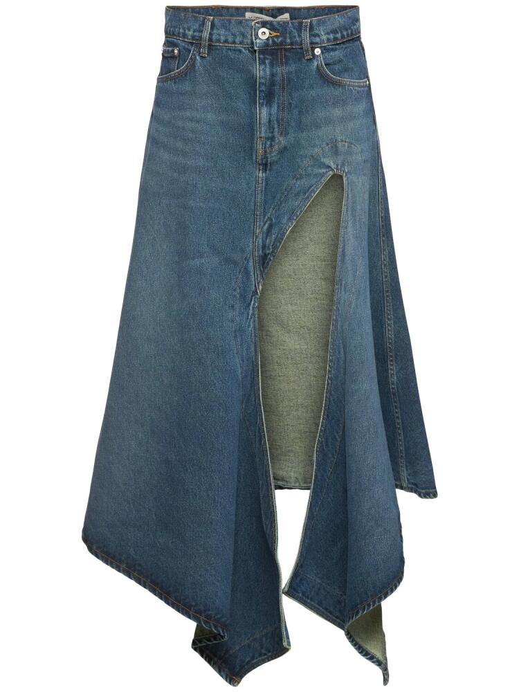 Y/PROJECT Asymmetric High Rise Denim Midi Skirt Cover