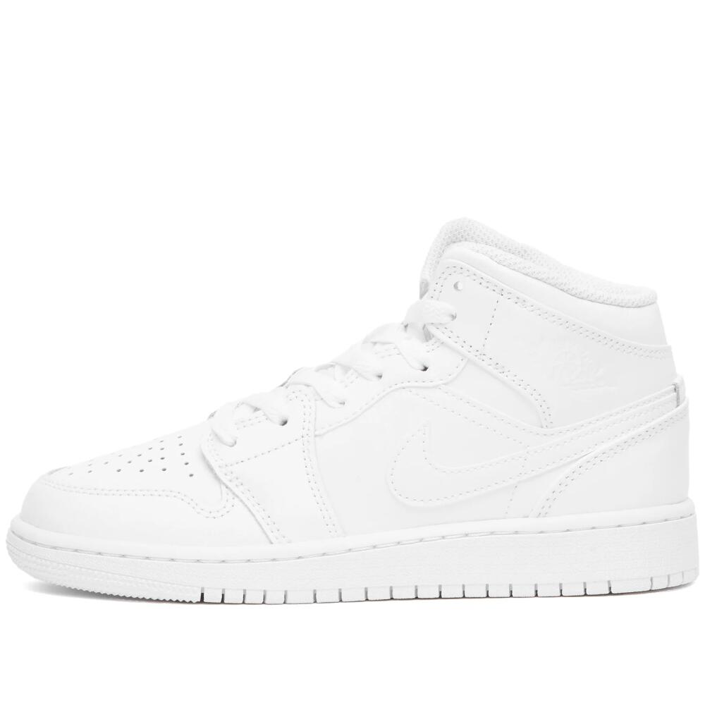 Air Jordan Men's 1 Mid BG Sneakers in White Cover