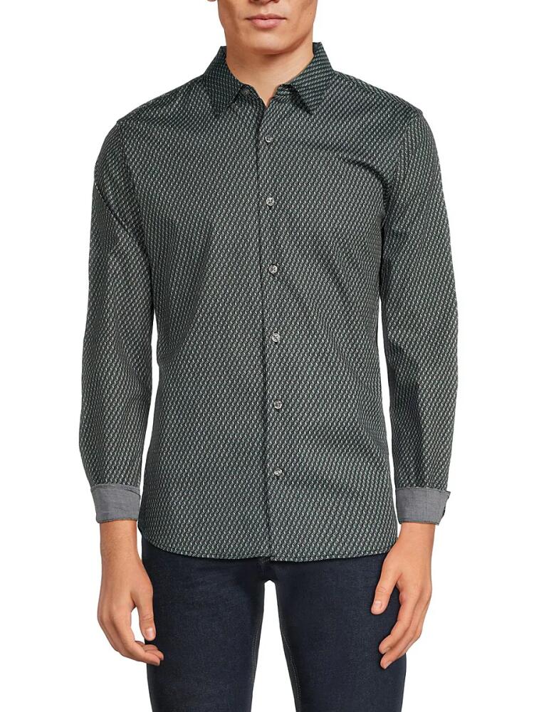 DKNY Men's Watson Geometric Sport Shirt - Black Cover