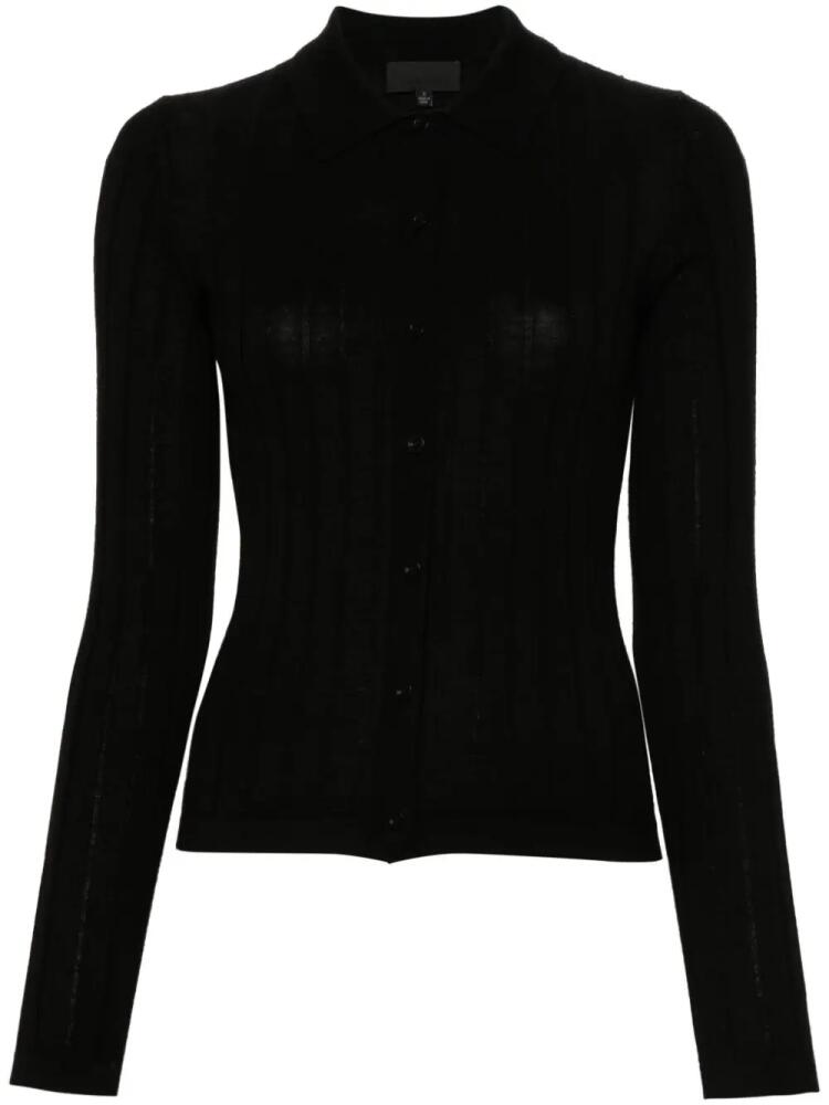 Nili Lotan Alivia merino silk ribbed cardigan - Black Cover