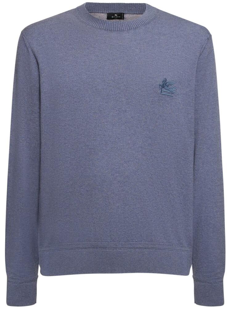 ETRO Logo Cotton & Cashmere Crewneck Sweater Cover