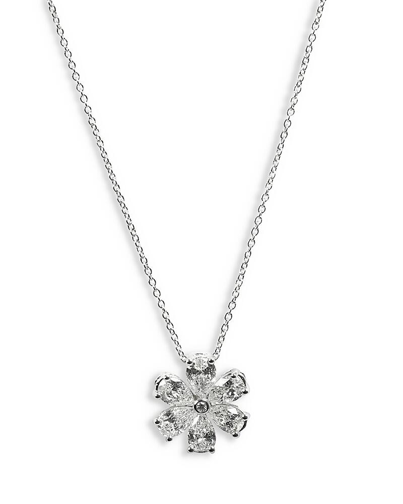 Zydo 18K White Gold Luminal Diamond Flower Pendant Necklace, 16 Cover