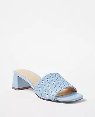 Ann Taylor Woven Strap Leather Block Heel Sandals Cover