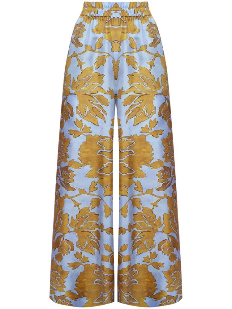 La DoubleJ floral-print silk palazzo pants - Yellow Cover