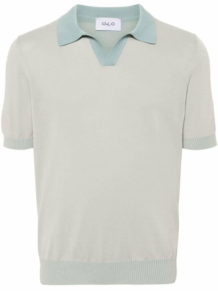 D4.0 contrasting-collar knitted polo shirt - Neutrals Cover