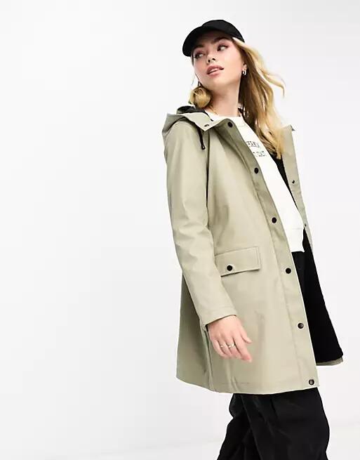 Vero Moda raincoat with teddy lining in stone-Neutral Cover