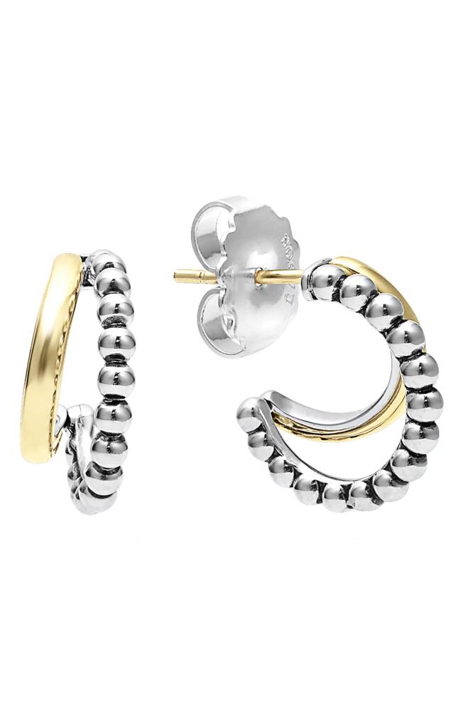 LAGOS Signature Caviar Double Mini Hoop Earrings in Silver Gold Cover