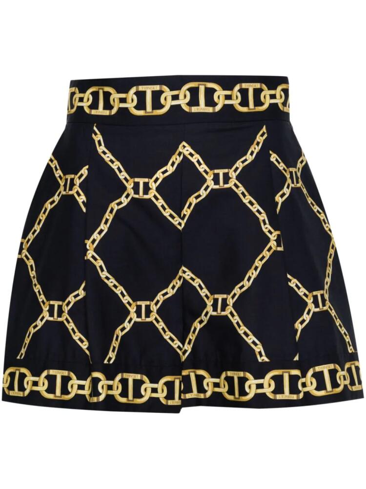 TWINSET chain-print wide-leg shorts - Blue Cover