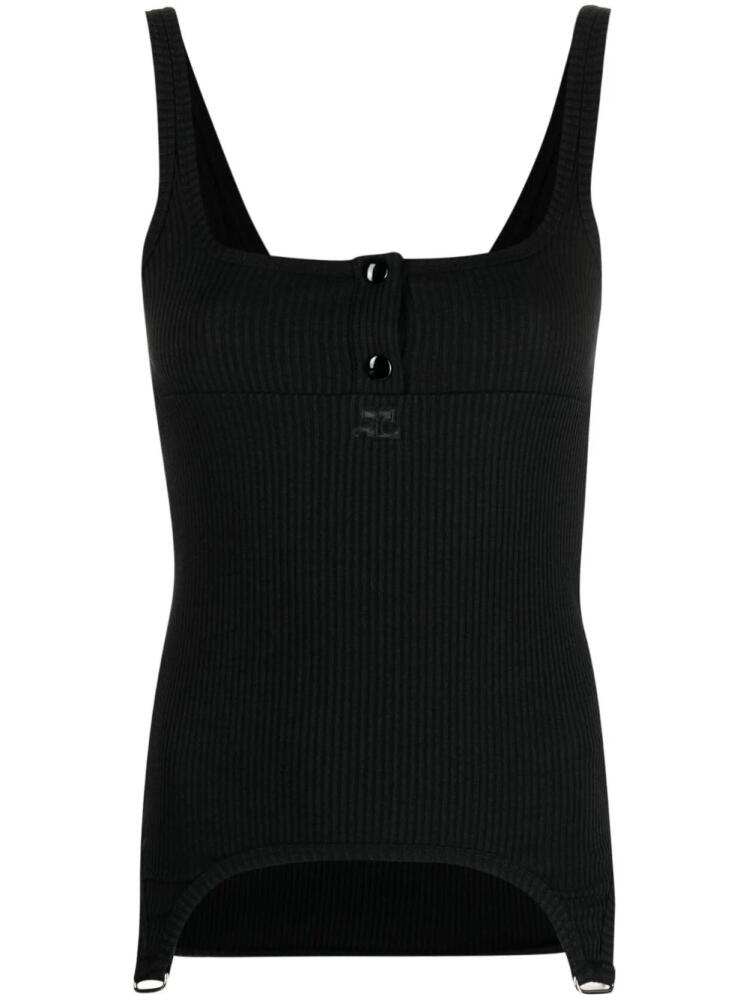 Courrèges logo-embroidered sleeveless top - Black Cover