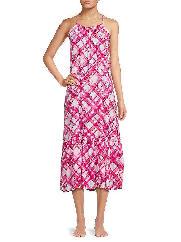 Kensie Women's Plaid Slip Sleepshirt - Pink Plaid Cover