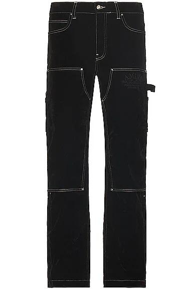 Amiri Flocked Carpenter Pant in Black Cover