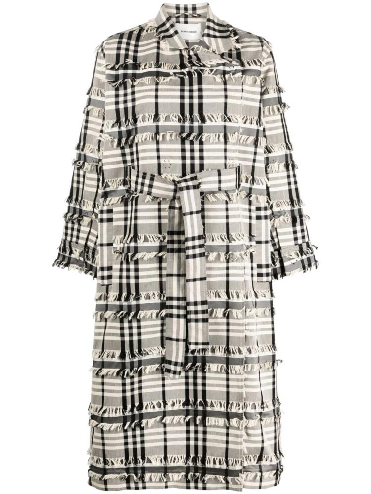 Henrik Vibskov Midnight plaid-check fringe raincoat - White Cover