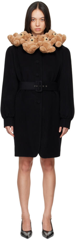 Moschino Black Teddy Bear Collar Coat Cover