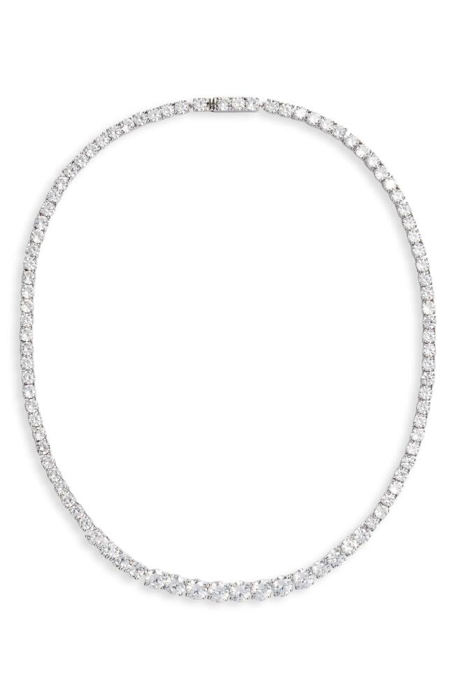 Nordstrom Graduated Cubic Zirconia Collar Necklace in Clear- Silver Cover