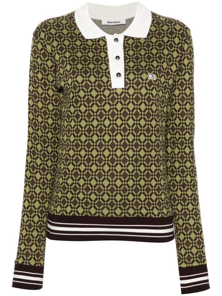 Wales Bonner Selassie jacquard polo shirt - Green Cover