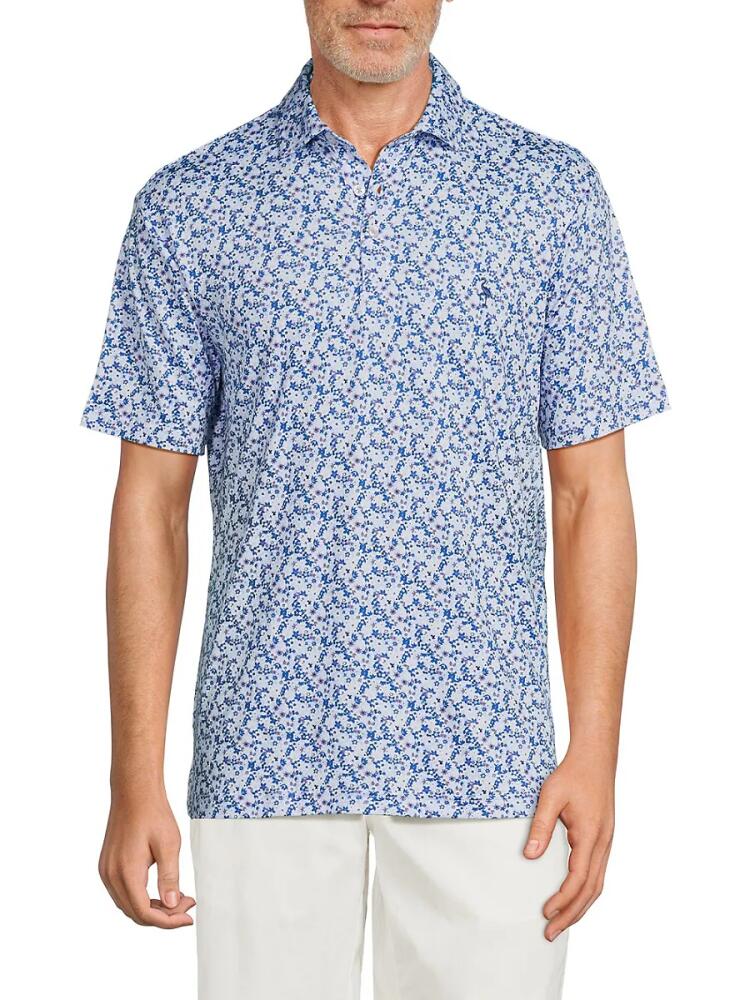 TailorByrd Men's Floral Performance Polo - Blue Cover