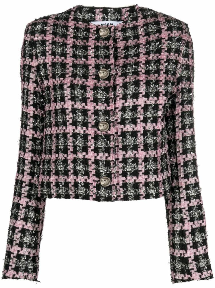 MSGM plaid checked tweed jacket - Black Cover