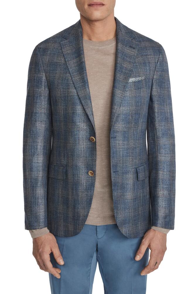 Jack Victor Midland Deco Plaid Sport Coat in Mid Blue Cover