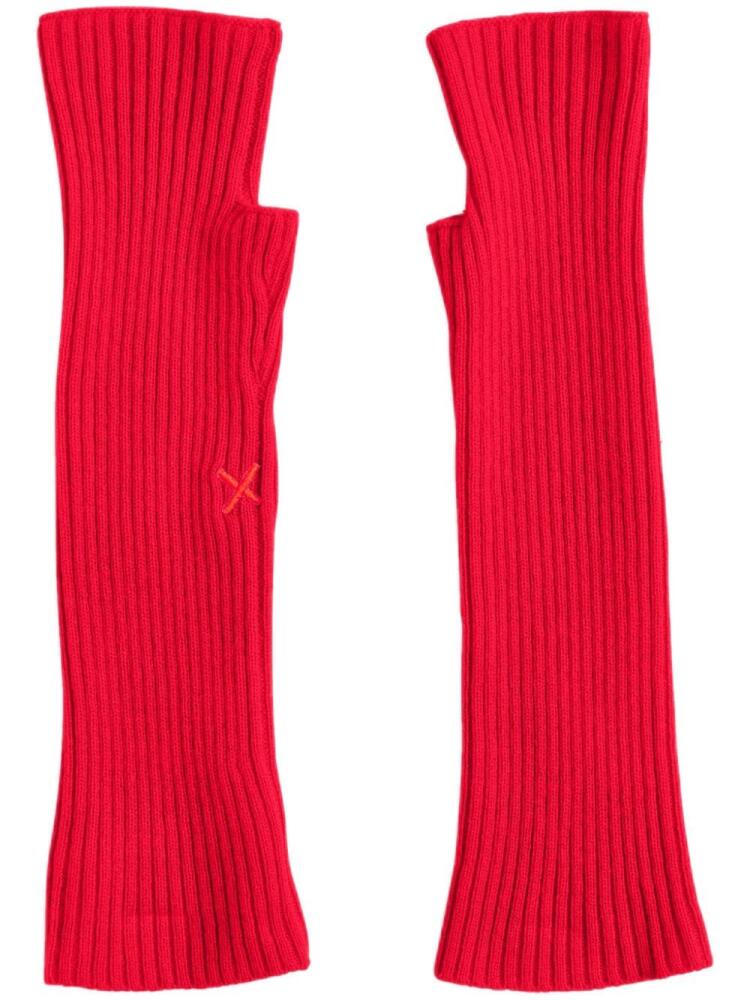 Chinti & Parker ribbed-knit fingerless gloves - Red Cover