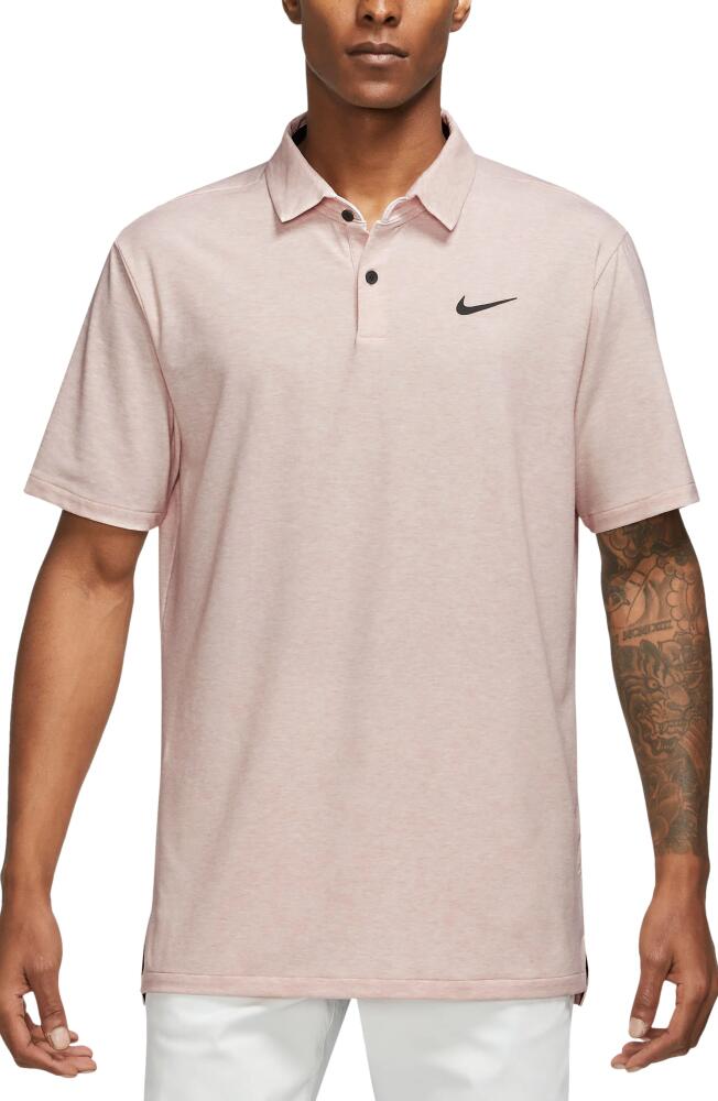 Nike Golf Dri-FIT Heathered Golf Polo in Pink Oxford/Black Cover