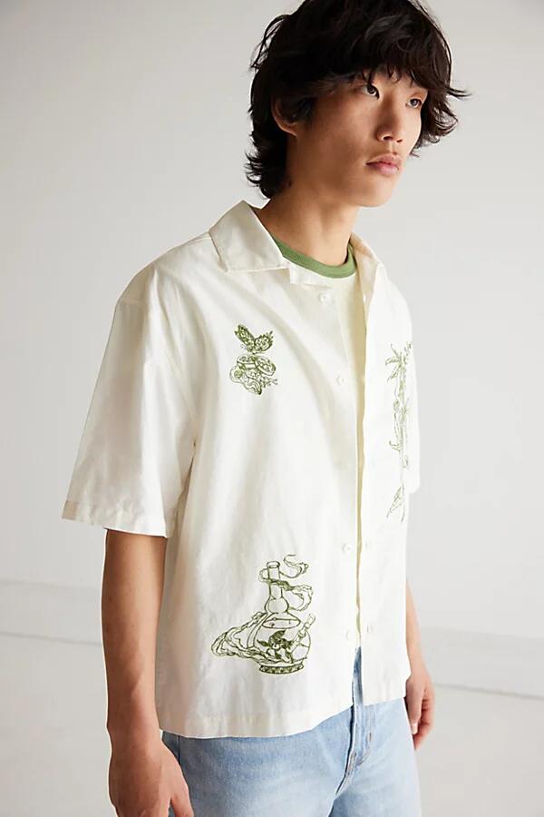 BDG Reefer Fairy Embroidered Short Sleeve Button-Down Shirt Top in Ivory Cover